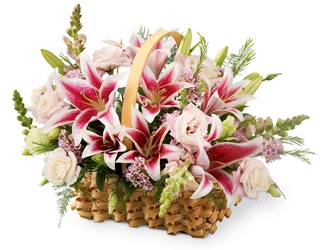 Brighter Tomorrow<br> Sympathy Basket<b> from Flowers All Over.com 